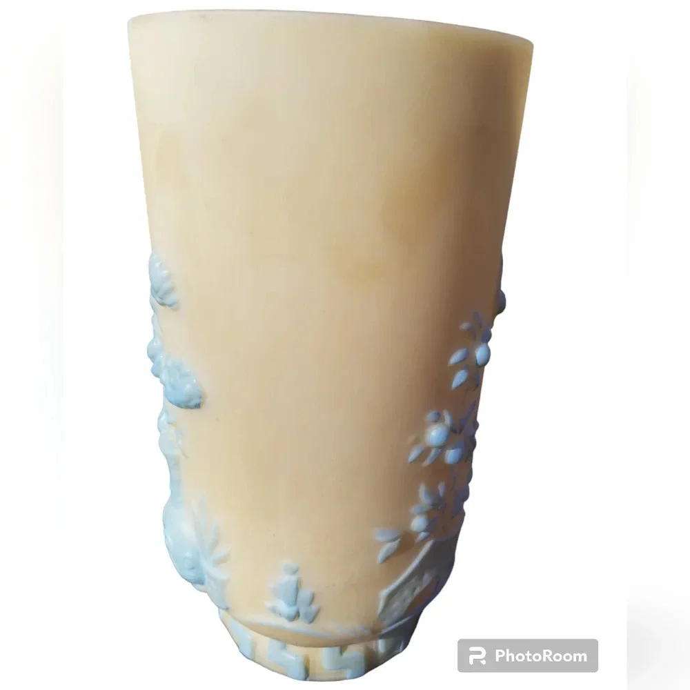 FENTON HANDPAINTED VINTAGE BURMESE ORIENTAL STYLE  SIGNED VASE